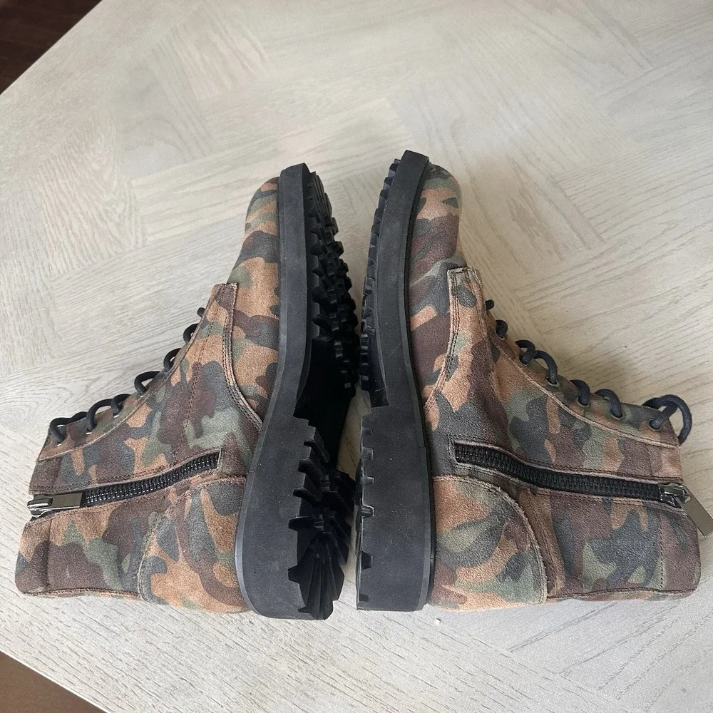 INC Mens Wilder Suede Camo Ankle Boots 11 Combat Lug Sole Army Grunge Goth